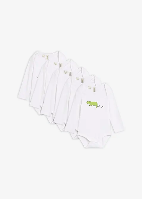 L&aring;ng&auml;rmad babybody (5-pack), ekologisk bomull, bonprix
