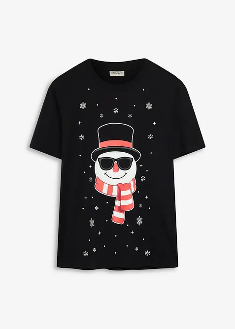 T-shirt med jultryck, av ekologisk bomull, bonprix