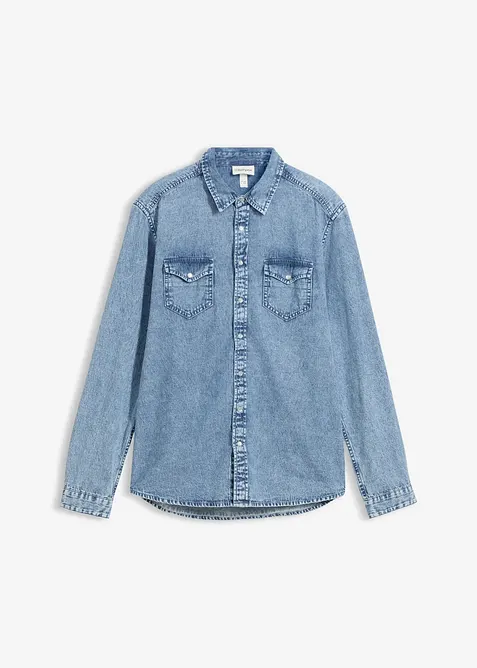Jeansskjorta i ekologisk bomull, bonprix