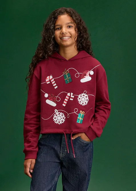 Sweatshirt med huva i ekologisk bomull, bonprix