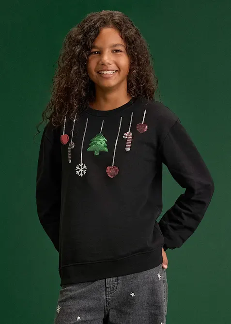 Sweatshirt i ekologisk bomull med julmotiv, bonprix