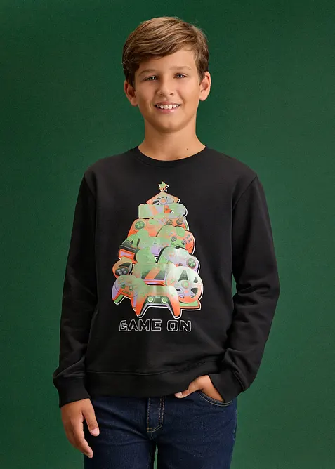 Sweatshirt i ekologisk bomull med julmotiv, bonprix