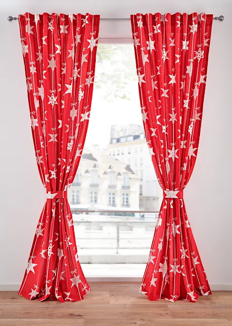 Halvtransparent gardinl&auml;ngd i &aring;tervunnen polyester, med omtag (1-pack), bonprix