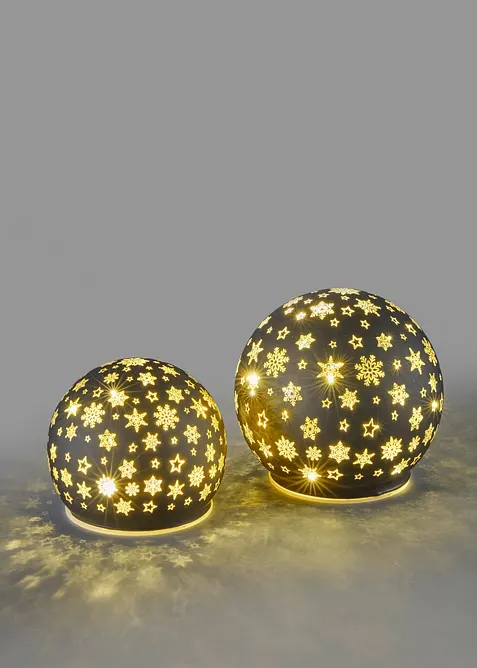 Prydnadsf&ouml;rem&aring;l med LED-belysning &ndash; kula med stj&auml;rnm&ouml;nster (2 st.), bonprix