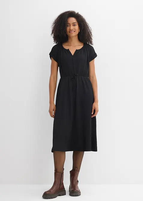Jerseykl&auml;nning med &aring;tervunnen polyester och fint fall, bonprix