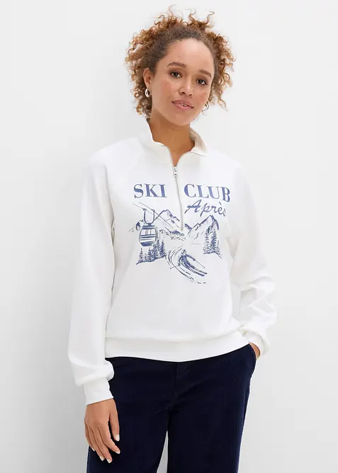 Sweatshirt med krage och dragkedja, bonprix