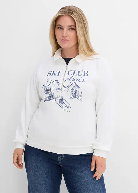 Sweatshirt med krage och dragkedja, bonprix