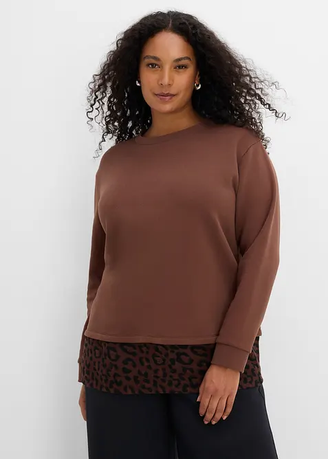 Sweatshirt med leopardm&ouml;nstrad bes&auml;ttning, bonprix