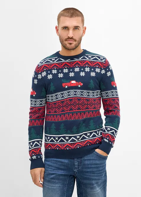 Finstickad tr&ouml;ja med julmotiv, bonprix