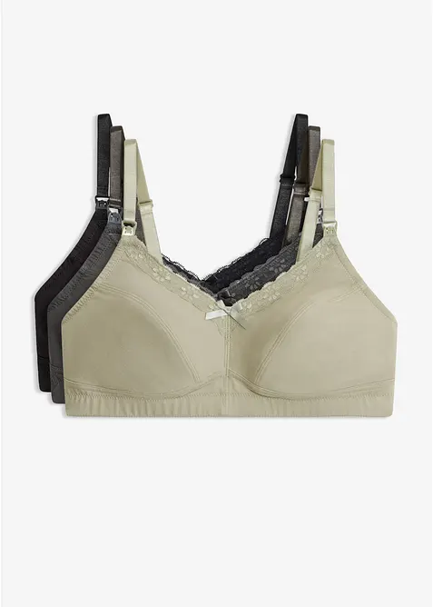 Amningsbeh&aring; utan bygel (3-pack), med ekologisk bomull, bonprix