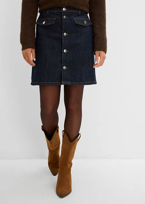 Jeanskjol med knappsl&aring;, bonprix