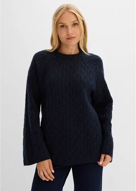 Oversizetr&ouml;ja med fl&auml;tstickning, bonprix