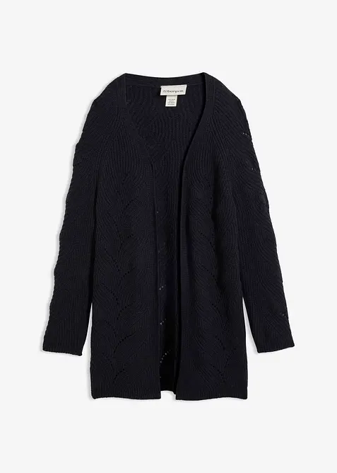 H&aring;lm&ouml;nstrad, l&aring;ng cardigan i yllemix med merinoull, bonprix