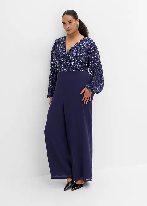 Jumpsuit med paljettbroderi, bonprix