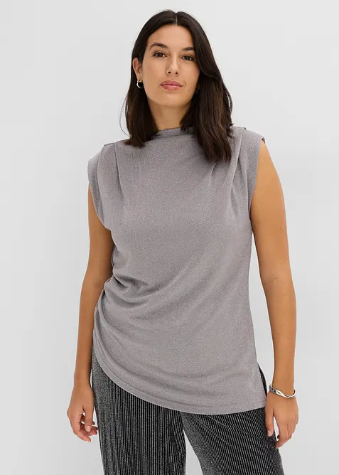 Topp med asymmetrisk nederkant och glitter, bonprix