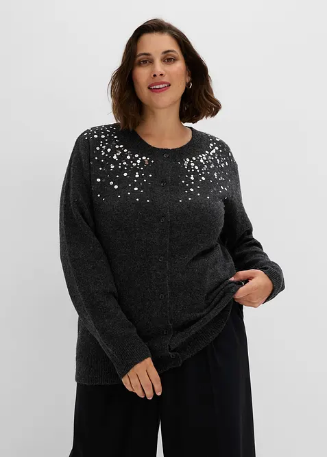 Cardigan med gnistrande paljetter, bonprix