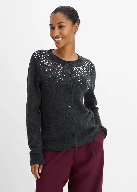 Cardigan med gnistrande paljetter, bonprix
