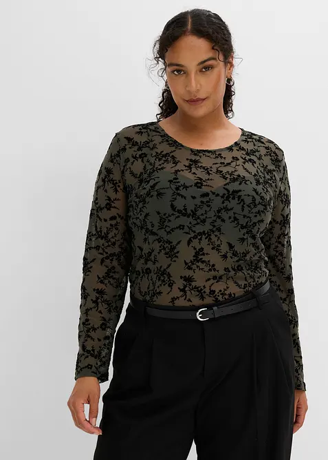 L&aring;ng&auml;rmad topp i mjuk mesh, bonprix