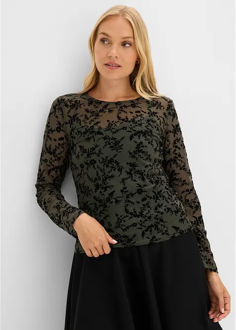 L&aring;ng&auml;rmad topp i mjuk mesh, bonprix