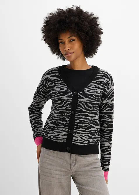 Jacquardm&ouml;nstrad cardigan, bonprix