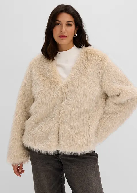 Jacka i fuskp&auml;ls med glittrande effekter, bonprix