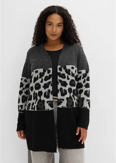 L&aring;ng cardigan med jacquardm&ouml;nster, bonprix