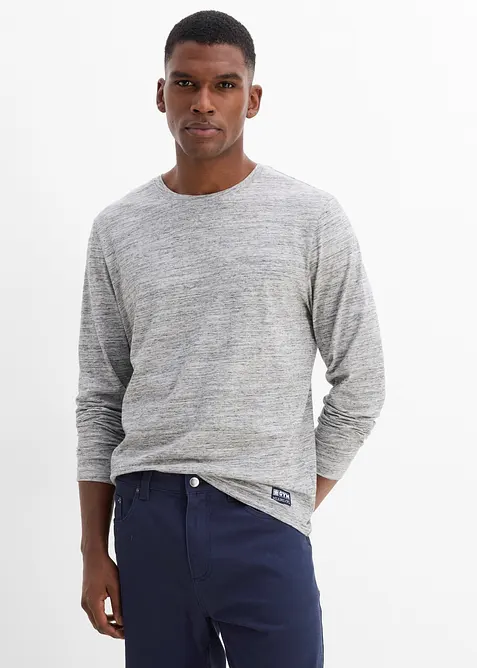 Melerad, l&aring;ng&auml;rmad T-shirt i bomullsmix (3-pack), bonprix