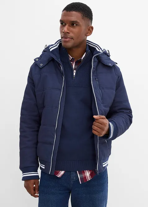 Quiltad jacka blusmodell med avtagbar huva, bonprix