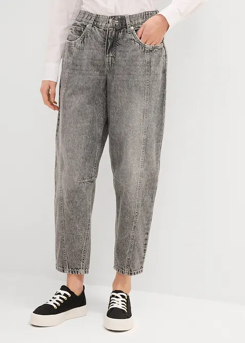Barrel Jeans Mid Waist, cropped, bonprix