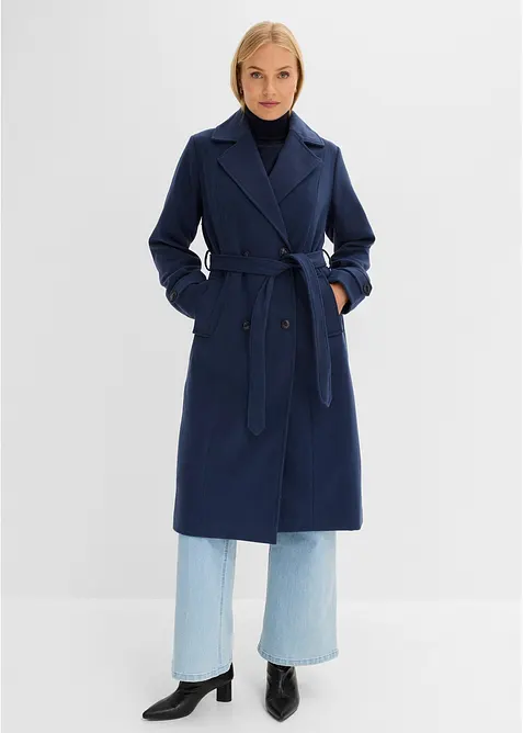 Vintertrenchcoat med yllelook, bonprix