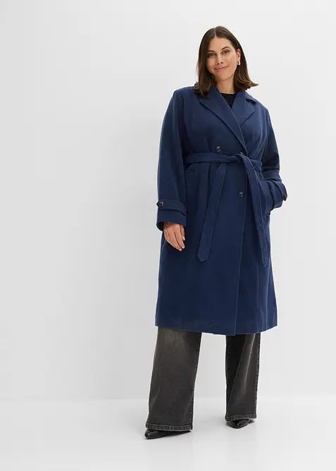 Vintertrenchcoat med yllelook, bonprix
