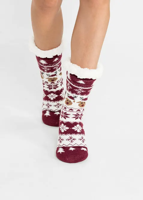 Myssockor med teddyfoder med &aring;tervunnen polyester, bonprix