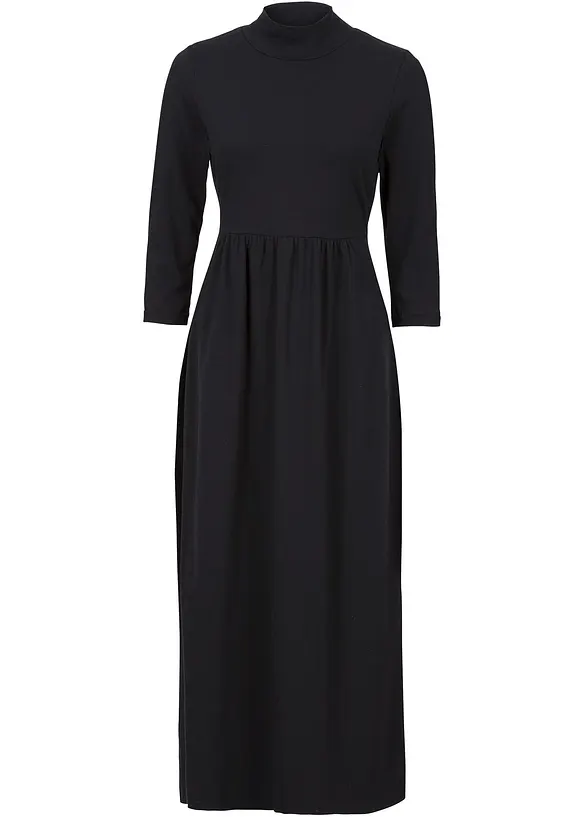 Mellanlång jerseyklänning, 3/4-ärm, bonprix