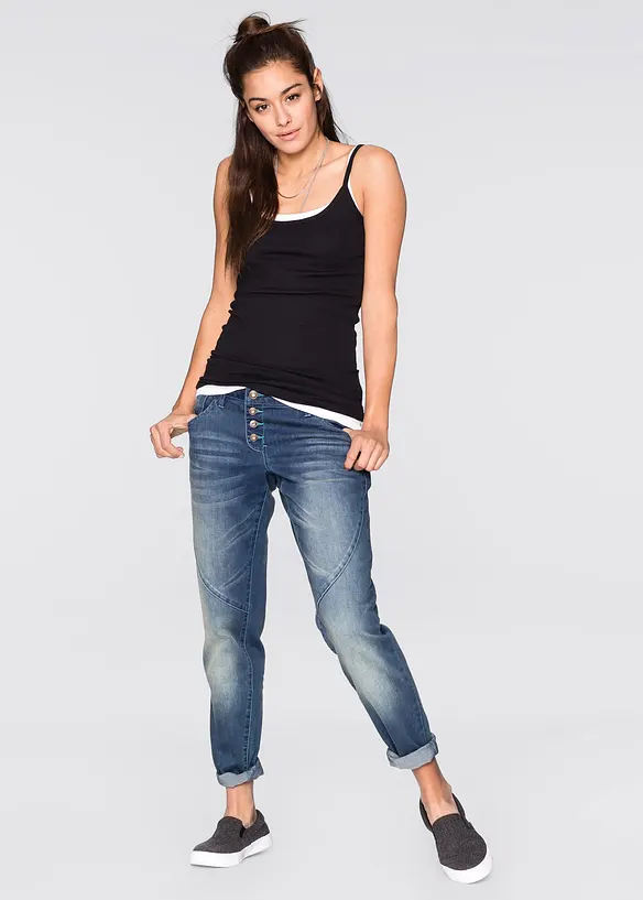 Linne av ren bomull och med smala axelband (2-pack), bonprix