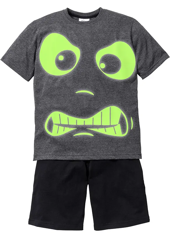 Pyjamas med shorts för barn (2 delar) med självlysande tryck, bonprix