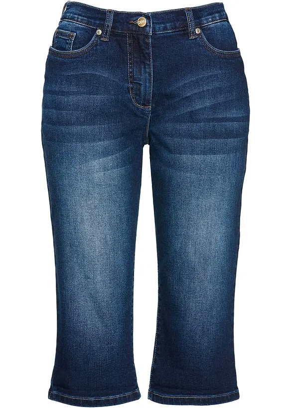 Jeansbermudas Mid Waist, med bekväm midja, bonprix