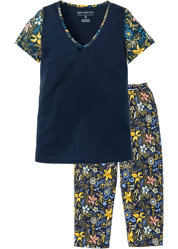 Kortärmad capripyjamas av ren bomull, bonprix