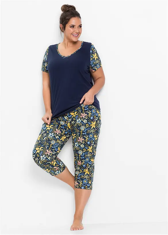 Kort&auml;rmad capripyjamas av ren bomull, bonprix