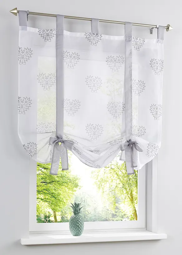 Hissgardin med hjärtmönster och återvunnen polyester, bonprix