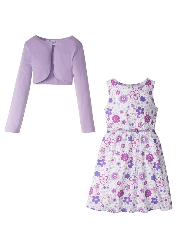 Klänning + skärp + bolero för barn (3 delar), bonprix
