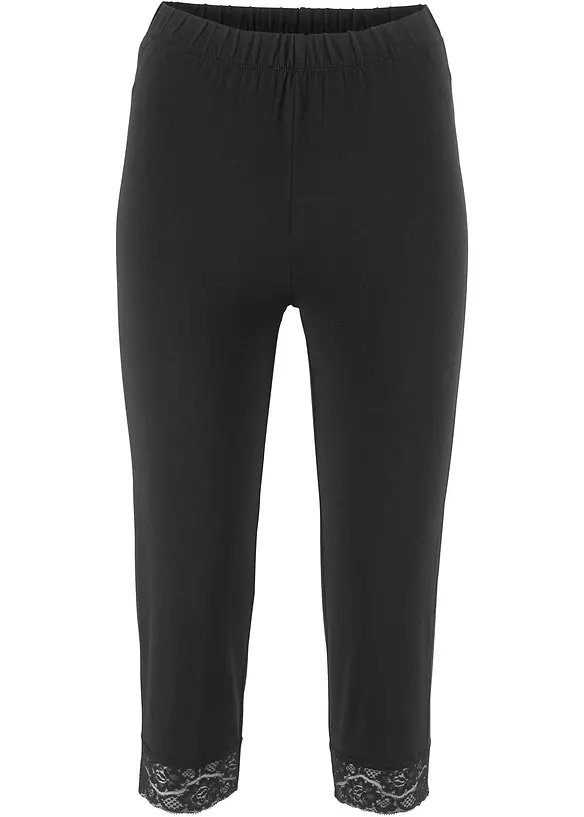 Bomullsleggings med spetsdetalj, bonprix