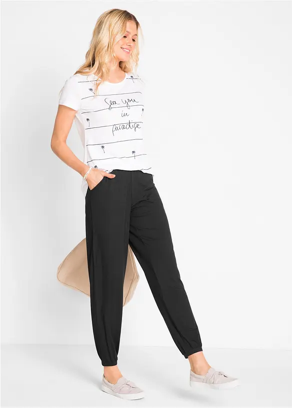 Jerseybyxa med insticksfickor, av mjuk viskosmix, bonprix