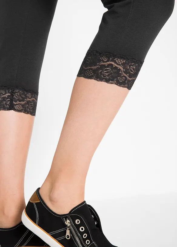 Bomullsleggings med spetsdetalj, bonprix