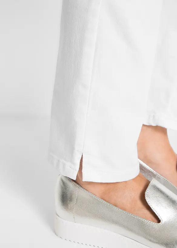 Stretchbyxa med raka ben Mid Waist, bonprix