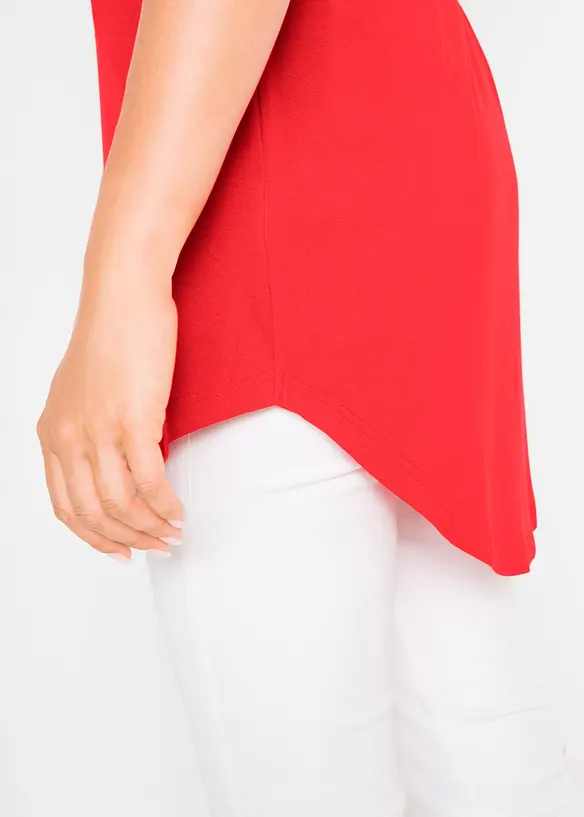 Kort&auml;rmad l&aring;ng topp i mjuk viskos, bonprix