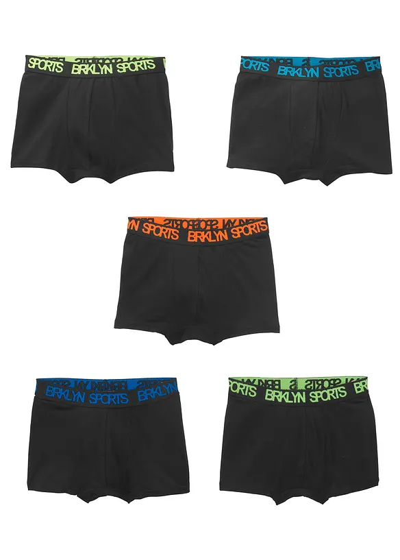 Boxershorts med mjuk bomull för barn (5-pack), bonprix