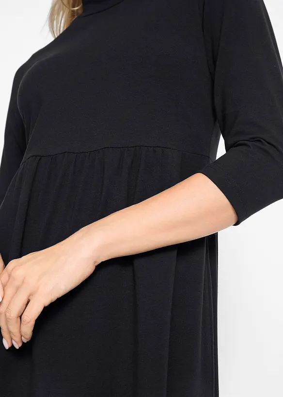 Mellanlång jerseyklänning, 3/4-ärm, bonprix