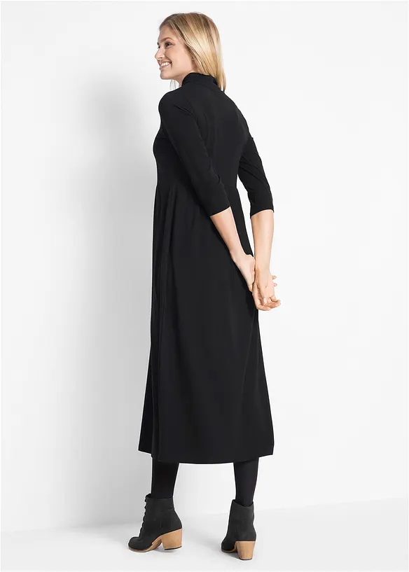 Mellanlång jerseyklänning, 3/4-ärm, bonprix