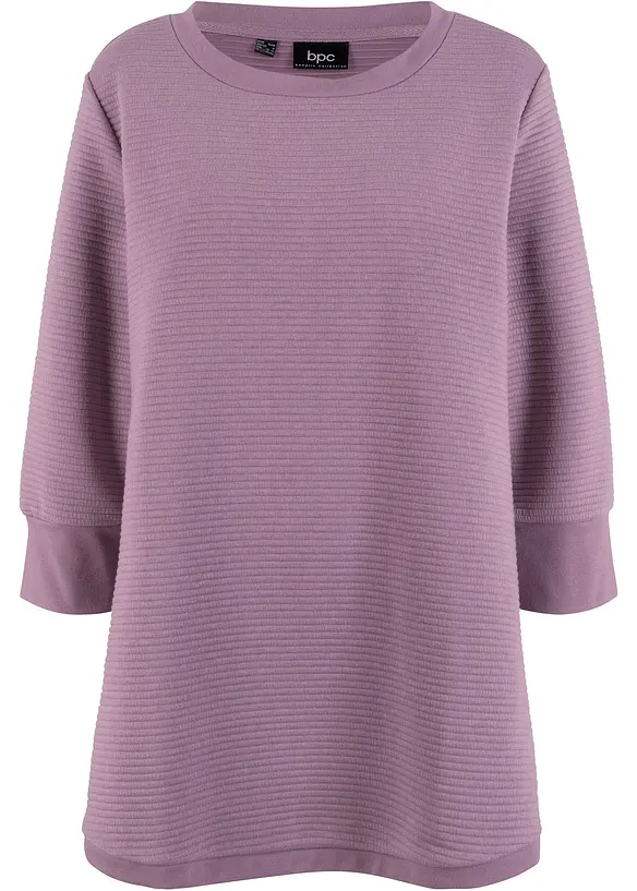 Lång sweatshirt i materialmix, bonprix