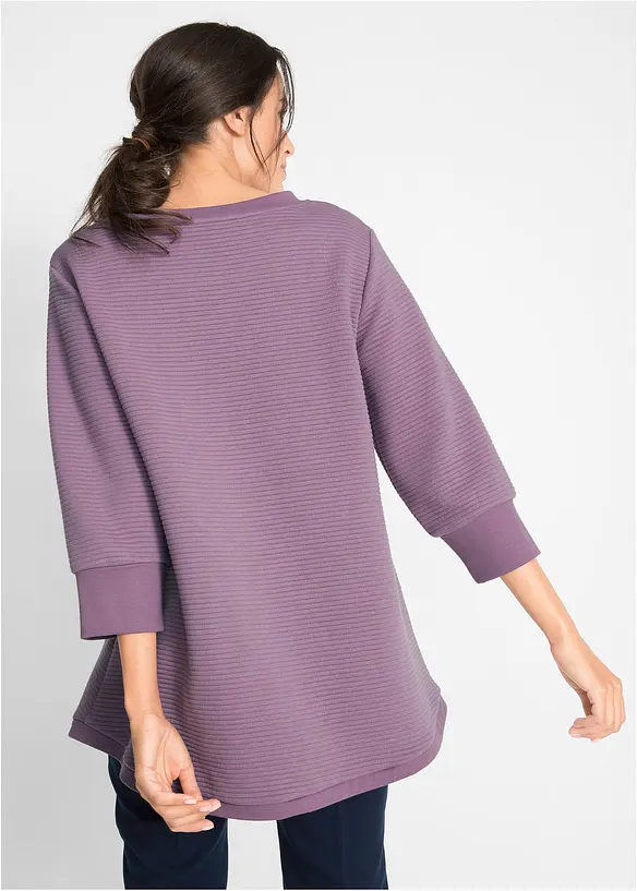 Lång sweatshirt i materialmix, bonprix